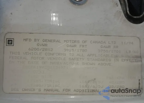 1995 Chevrolet Gmt-400 K1500 z USA, uszkodzony, nr VIN 2GCEK19K2S1134574